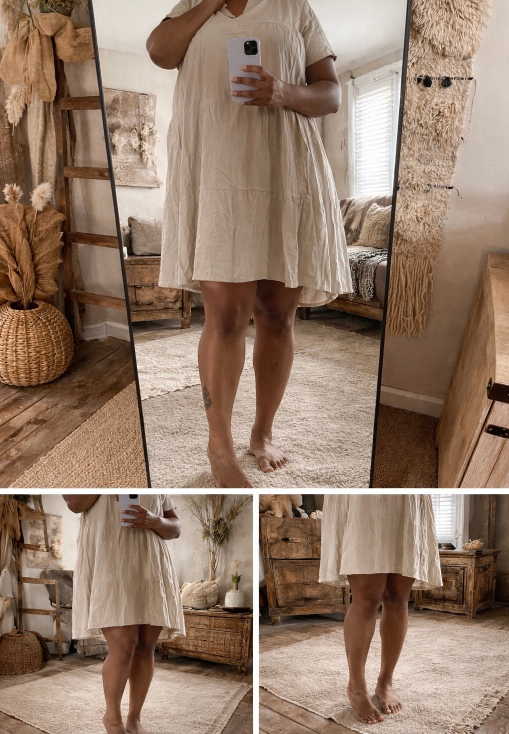 Beige Baby Doll Dress