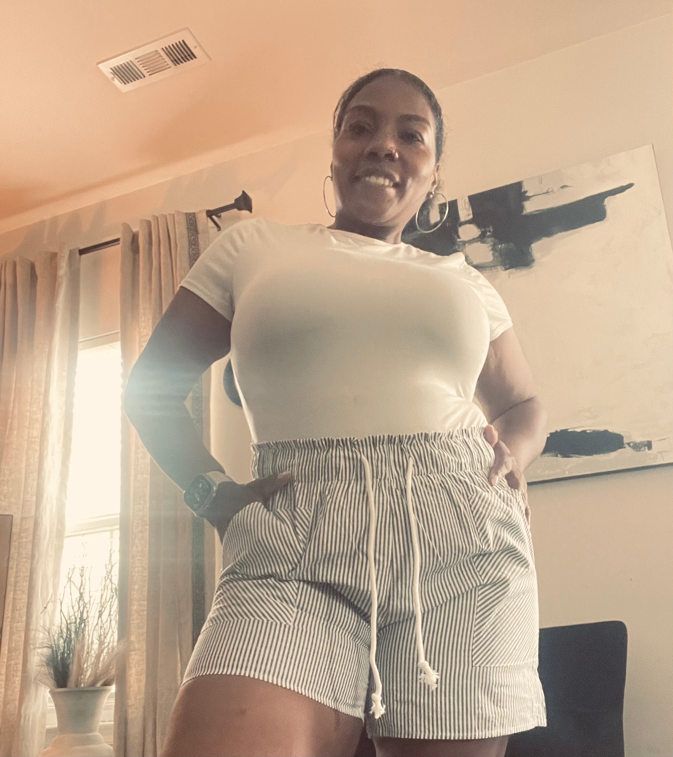 Gray Stripe Shorts