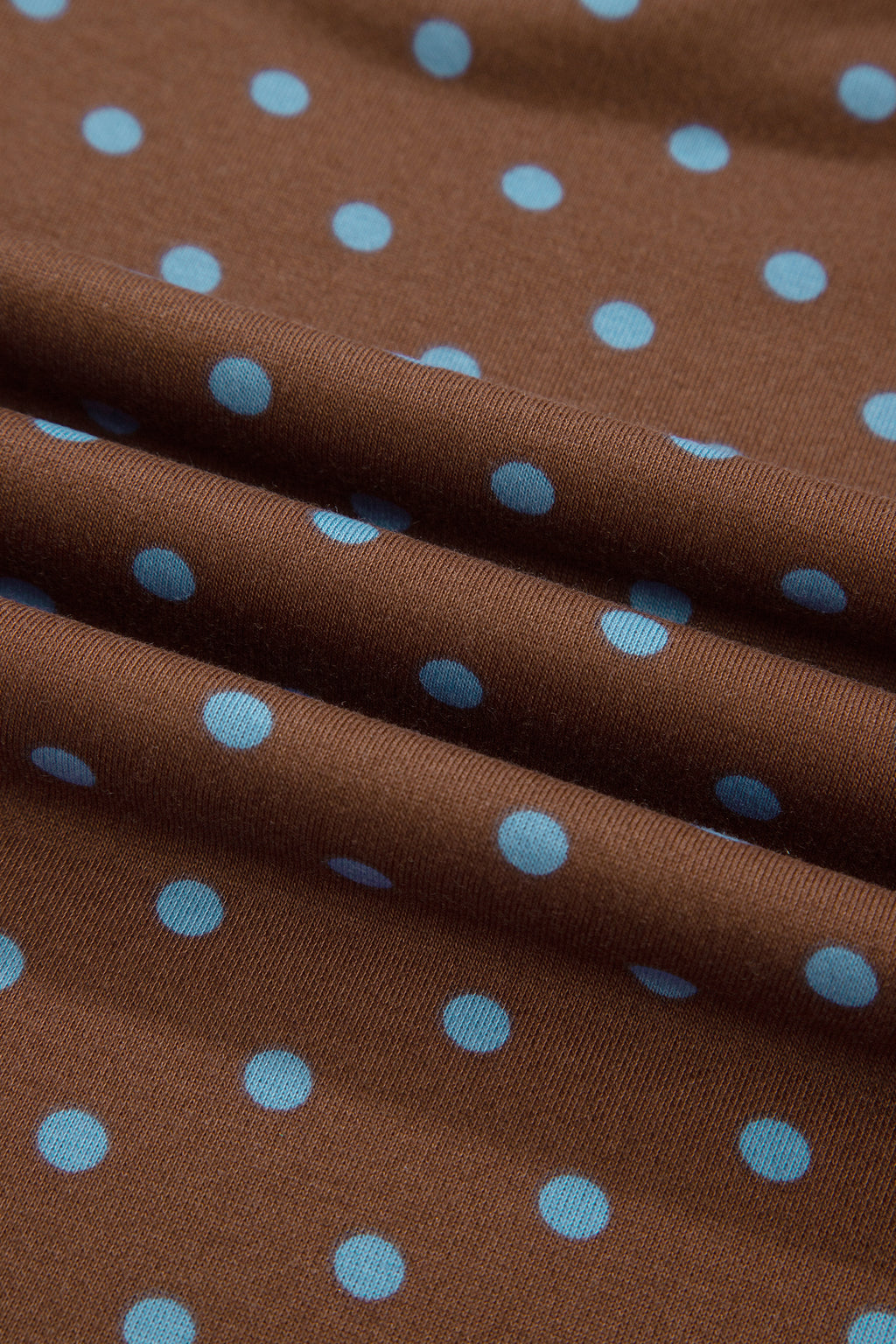 Brown Polka Dot Round Neck Long Sleeve Plus Size Set