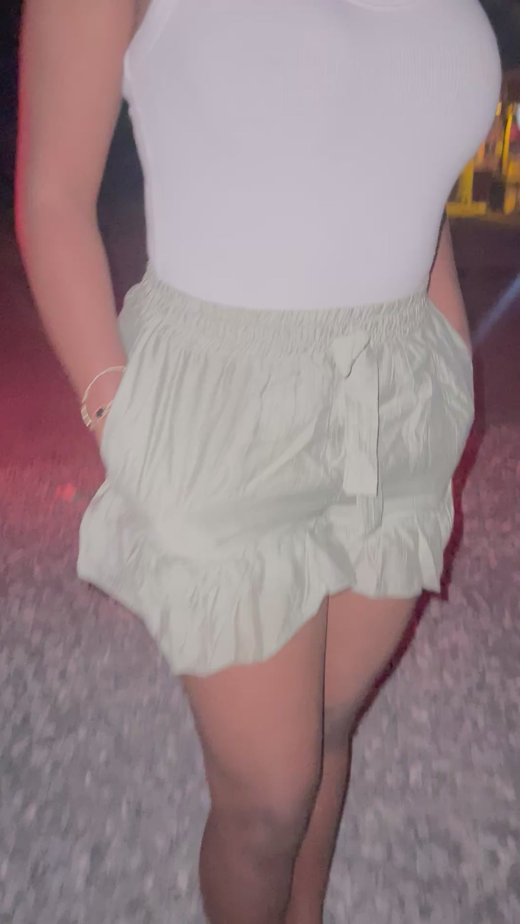 Olive Ruffle Shorts